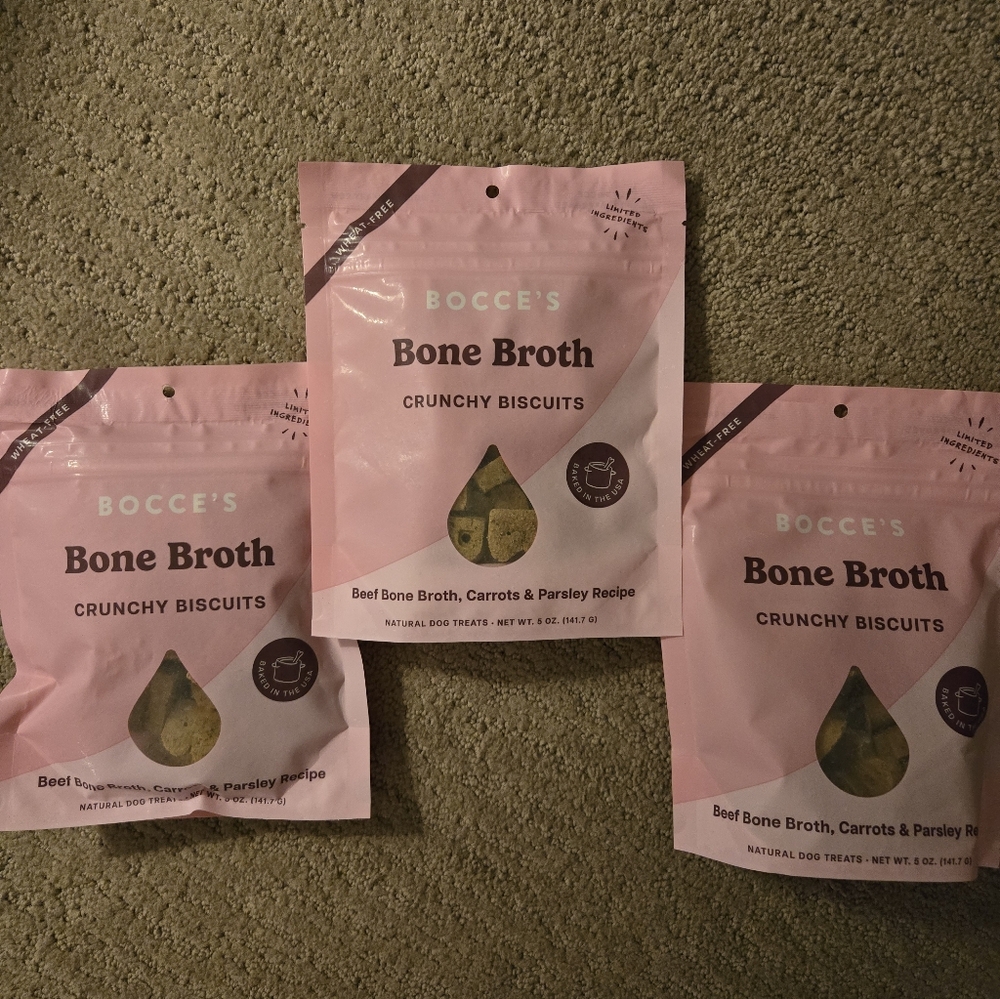 New! Bocce's Dog Natural Bone Broth Crunchy Biscuits